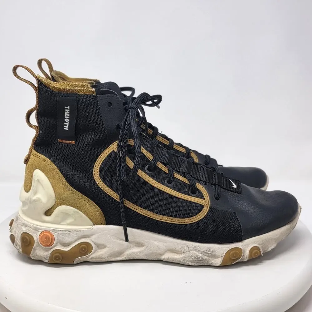 Nike React Ianga THE10TH Athletic Shoes Mens Size 12 Black Gold AV5555-001